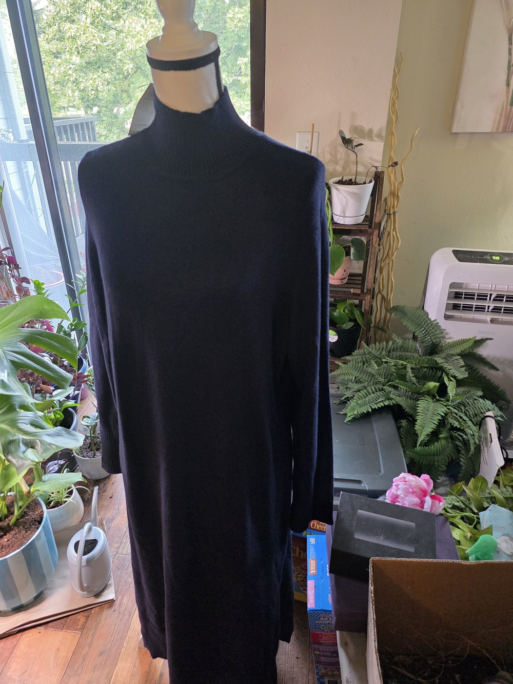 Women's Turtleneck Knit Dress - Navy